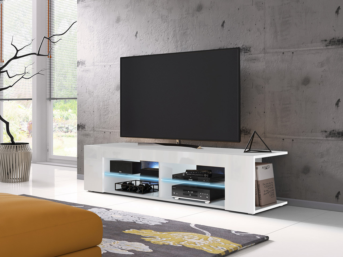 TV stand Nashville 112 (White + Glossy white)