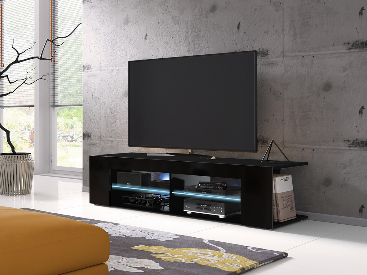 TV stand Ver I (Black + Glossy black)
