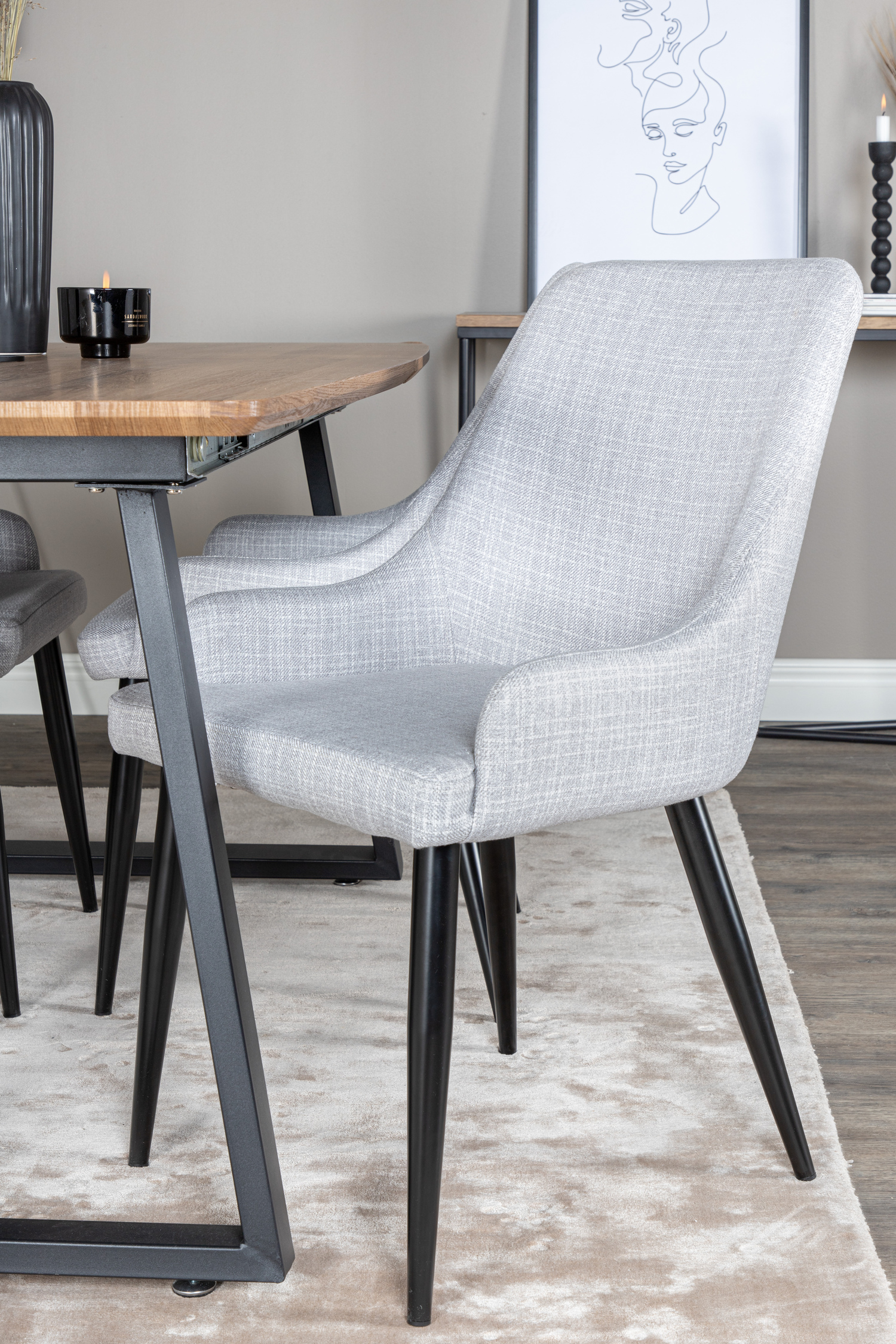 Dining set Dallas 334 (Light grey + Black)