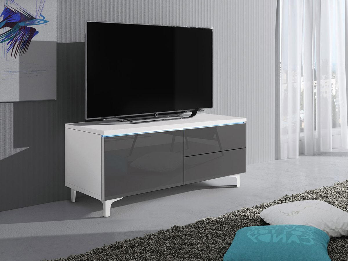 TV stand Nashville 118 (White + Gloss grey)