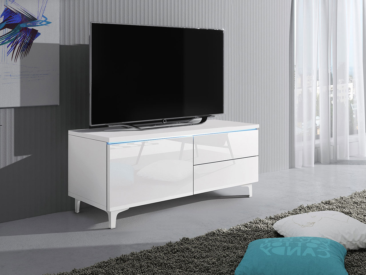 TV stand Uva III (White + Glossy white)