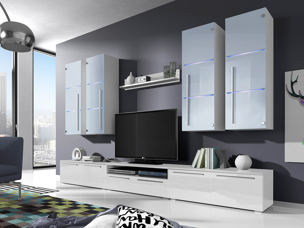 Living room set Nashville 102 (White + Glossy white)