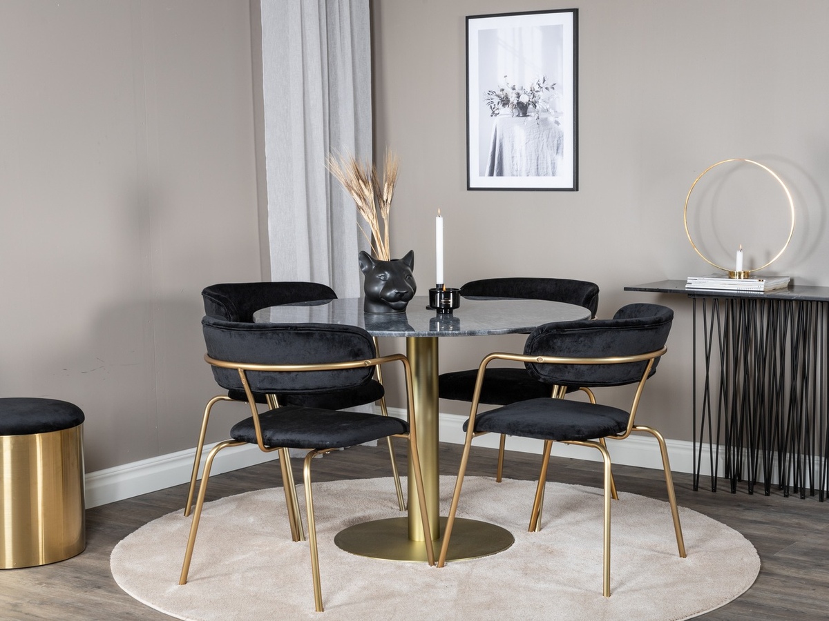Dining set Dallas 1208 (Black + Golden)