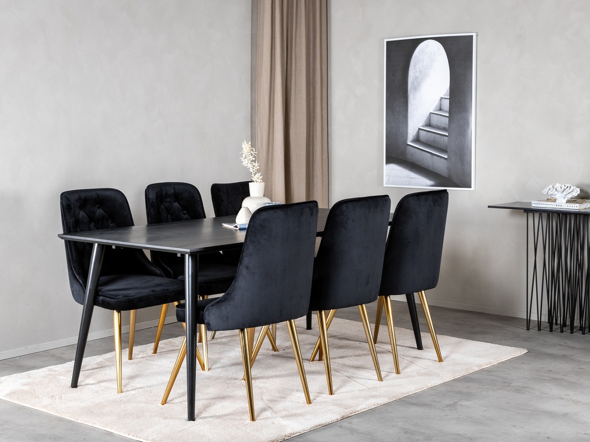Dining set Dallas 1336 (Black + golden)