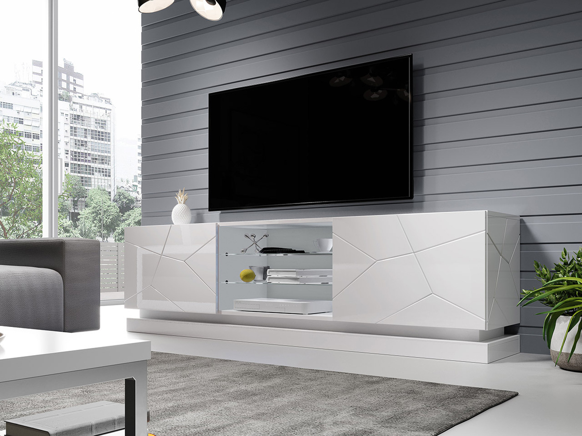 TV stand Linar I (White + Glossy white)