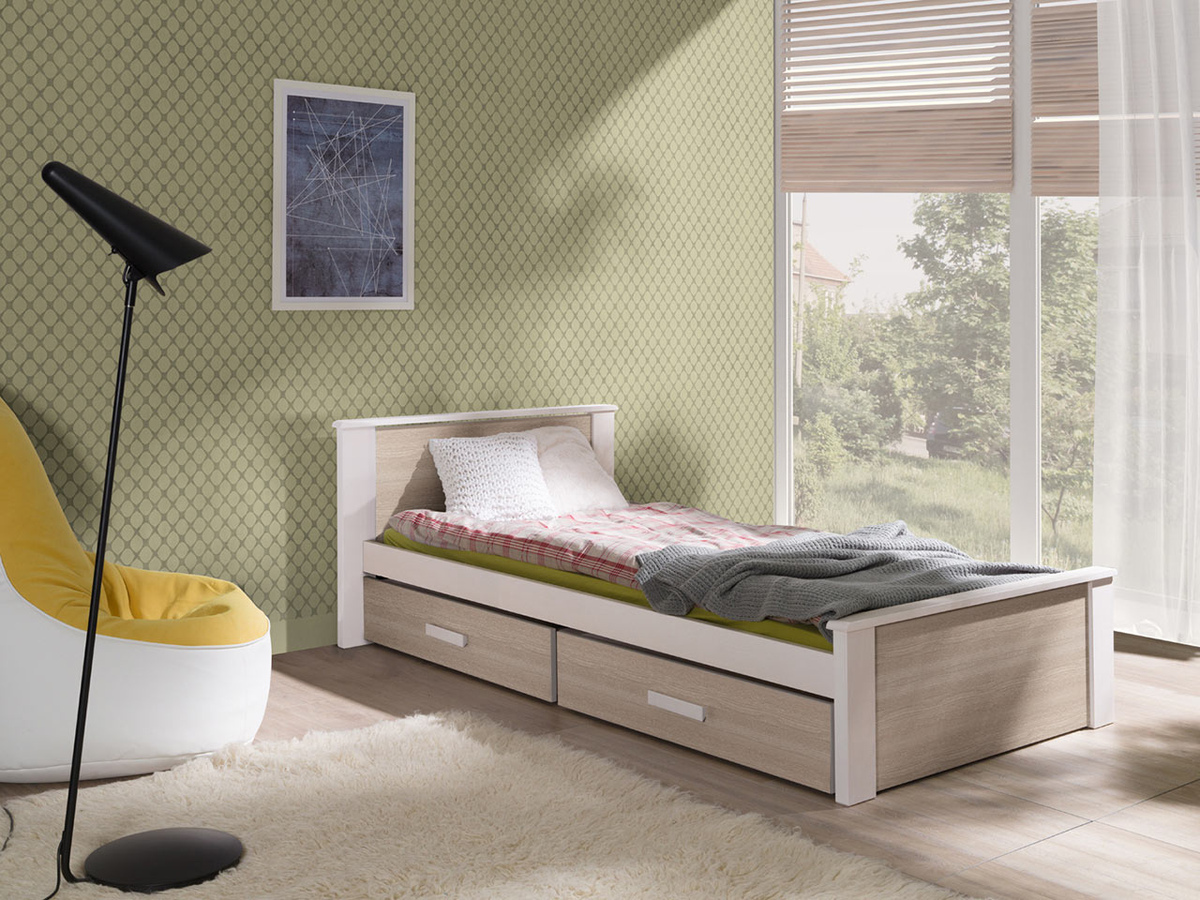 Bed Henderson 115 (White + Sonoma oak)