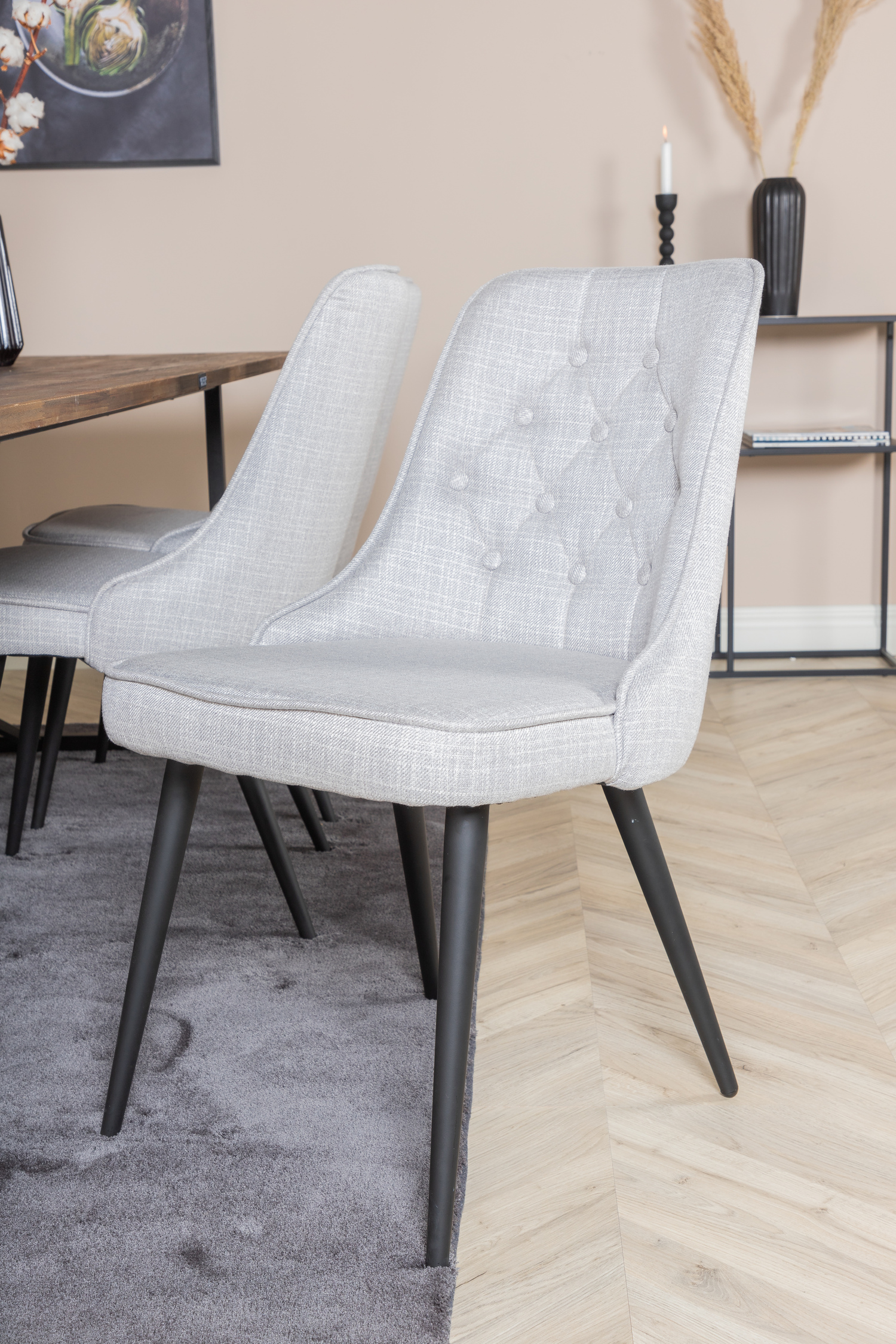Dining set Dallas 1865 (Black + Light grey)