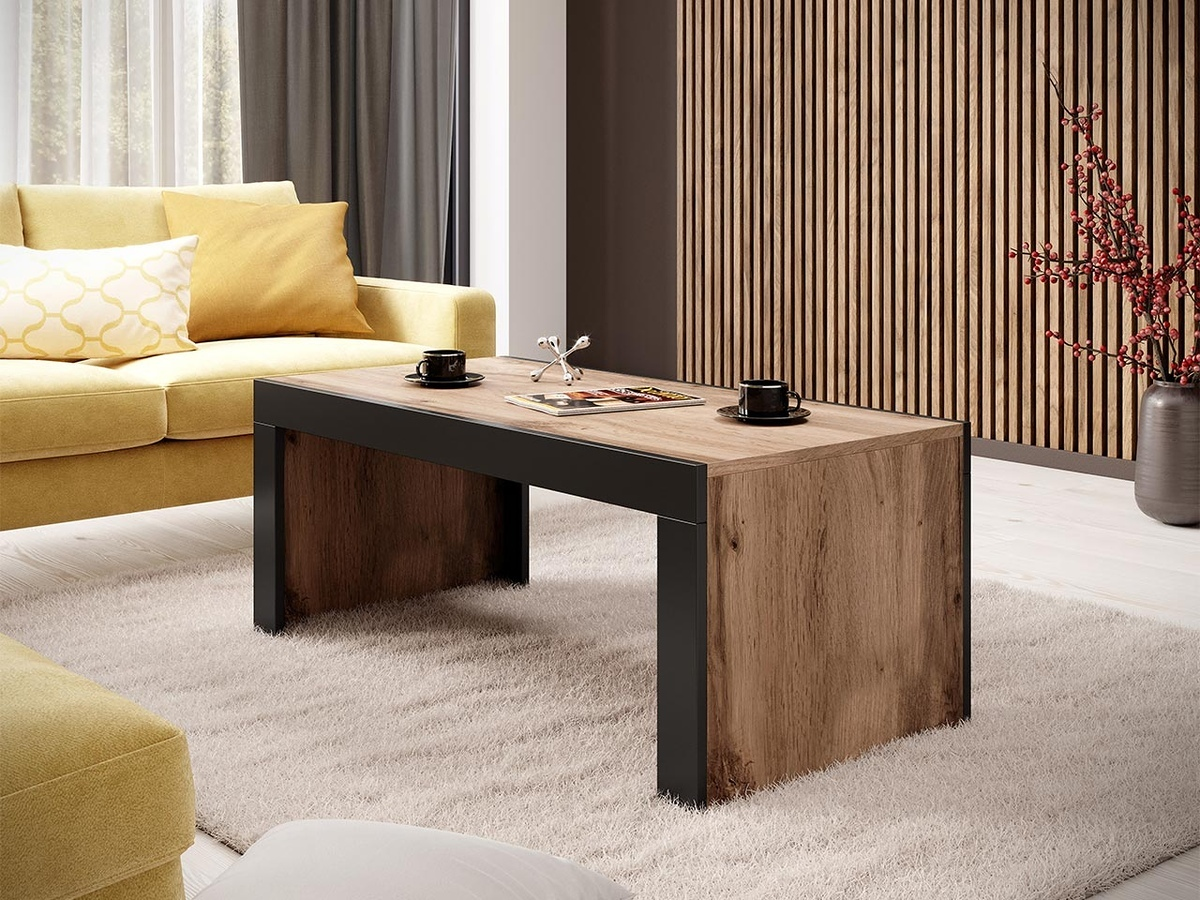 Coffee table Charlotte 146 (Wotan Oak + Black)