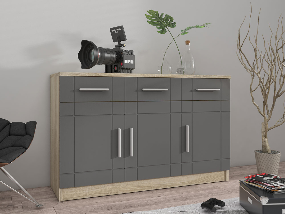 Chest of drawers Bacces I (Sonoma oak + Graphite)