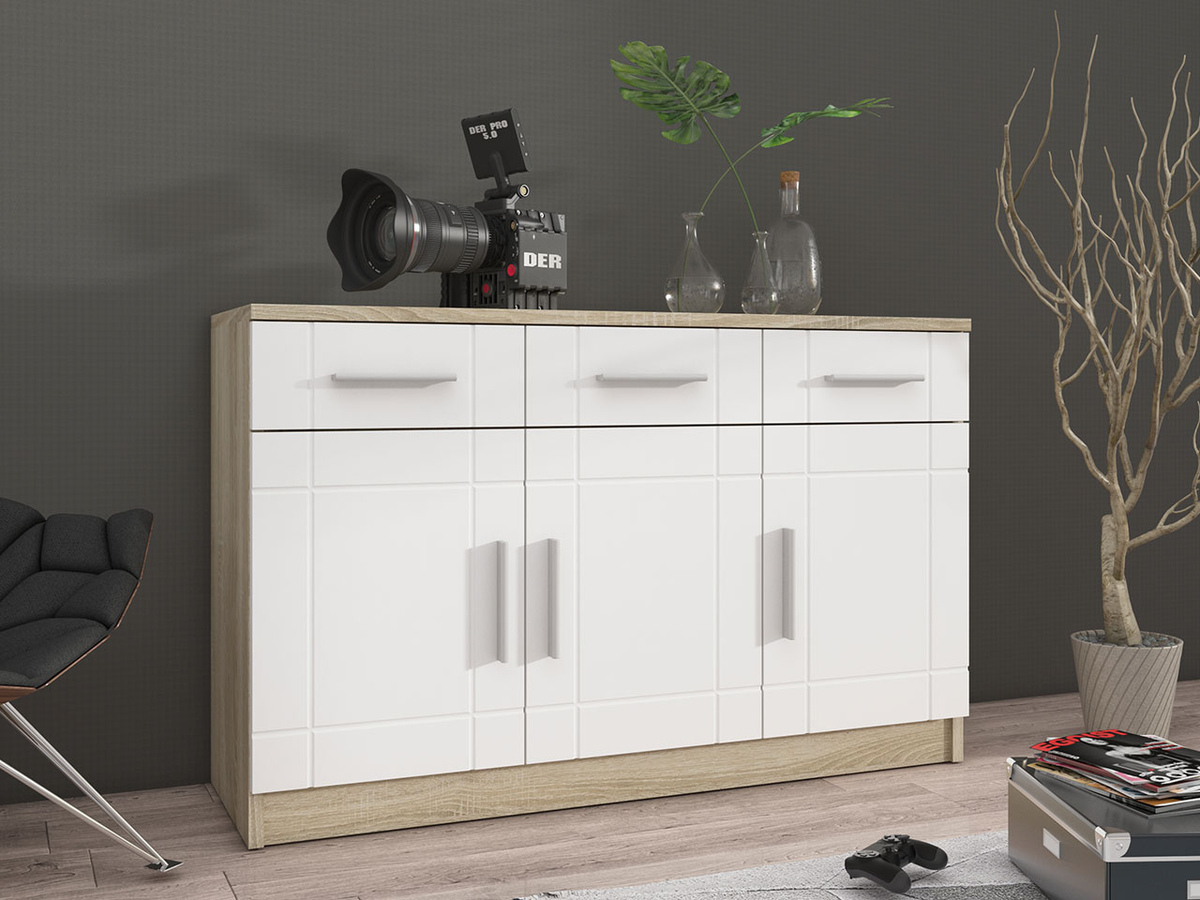 Chest of drawers Bacces I (Sonoma oak + White)