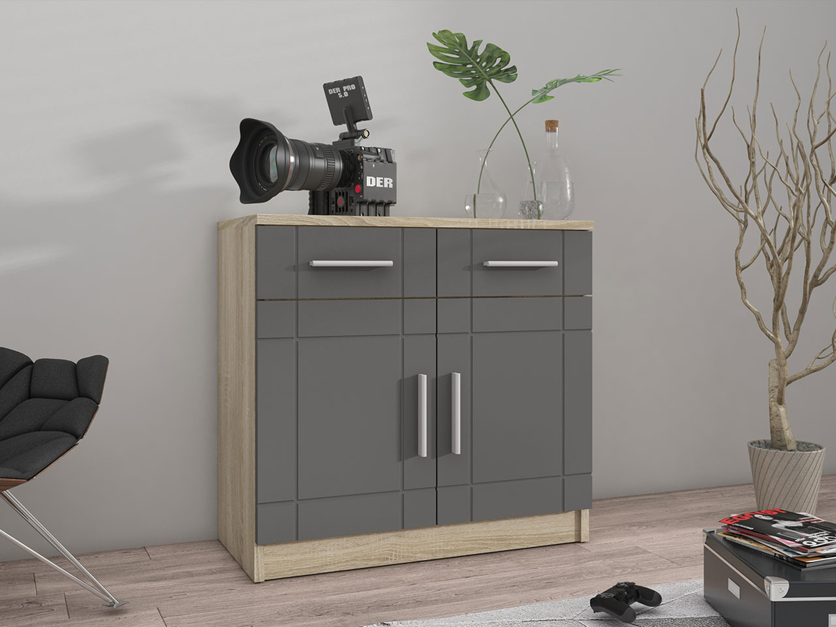 Chest of drawers Bacces (Sonoma oak + Graphite)