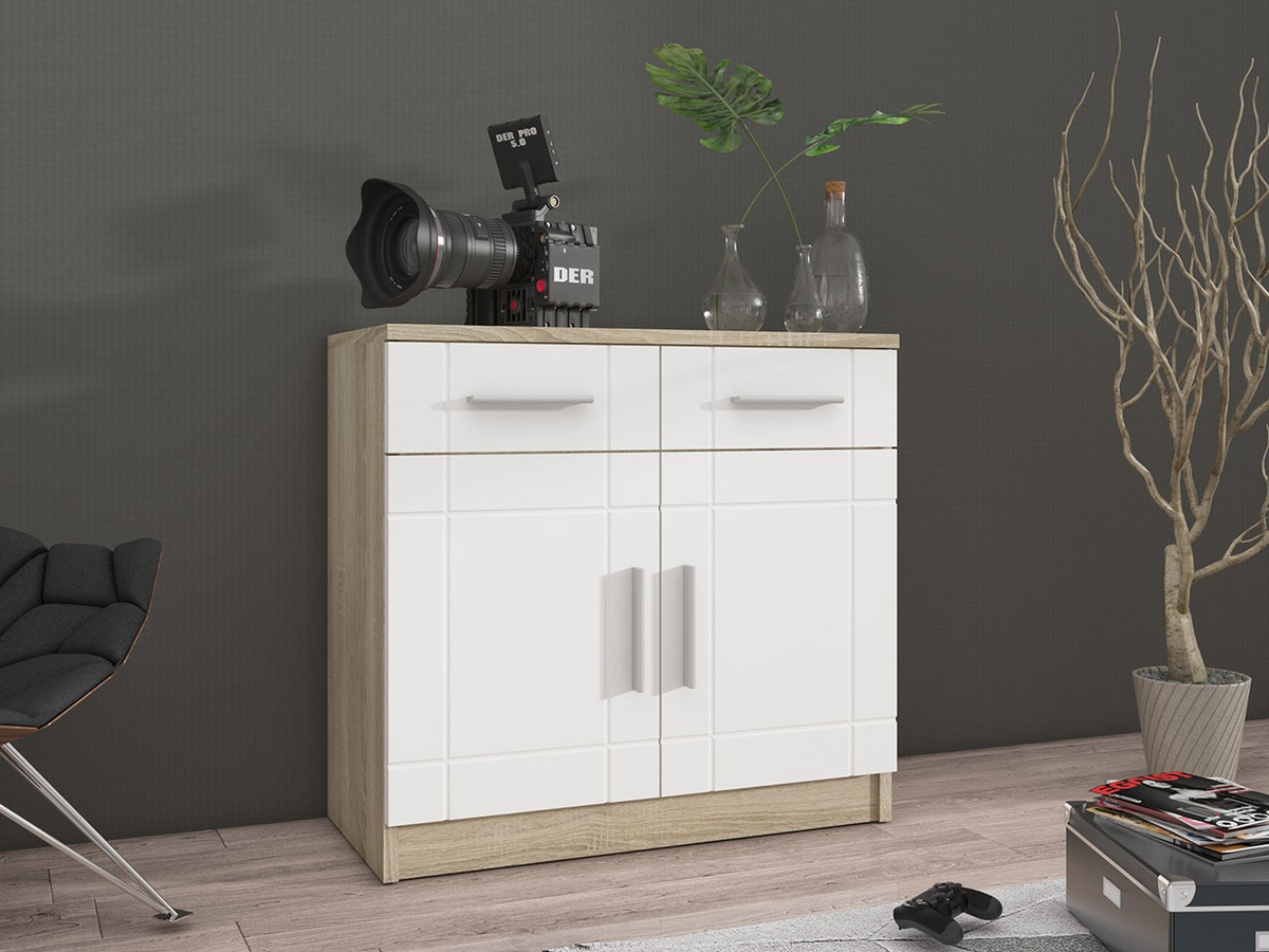 Chest of drawers Bacces (Sonoma oak + White)