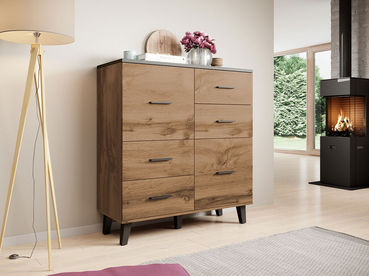Chest of drawers Larfloi 104 (Wotan Oak + Black)