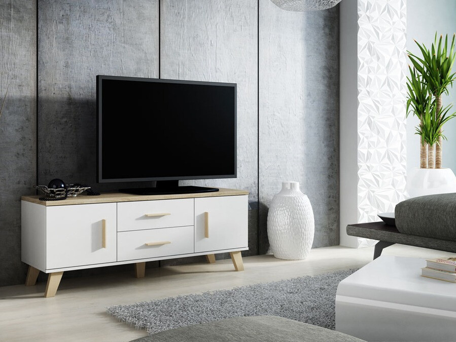 TV stand Larfloi 103 (White + Sonoma oak)