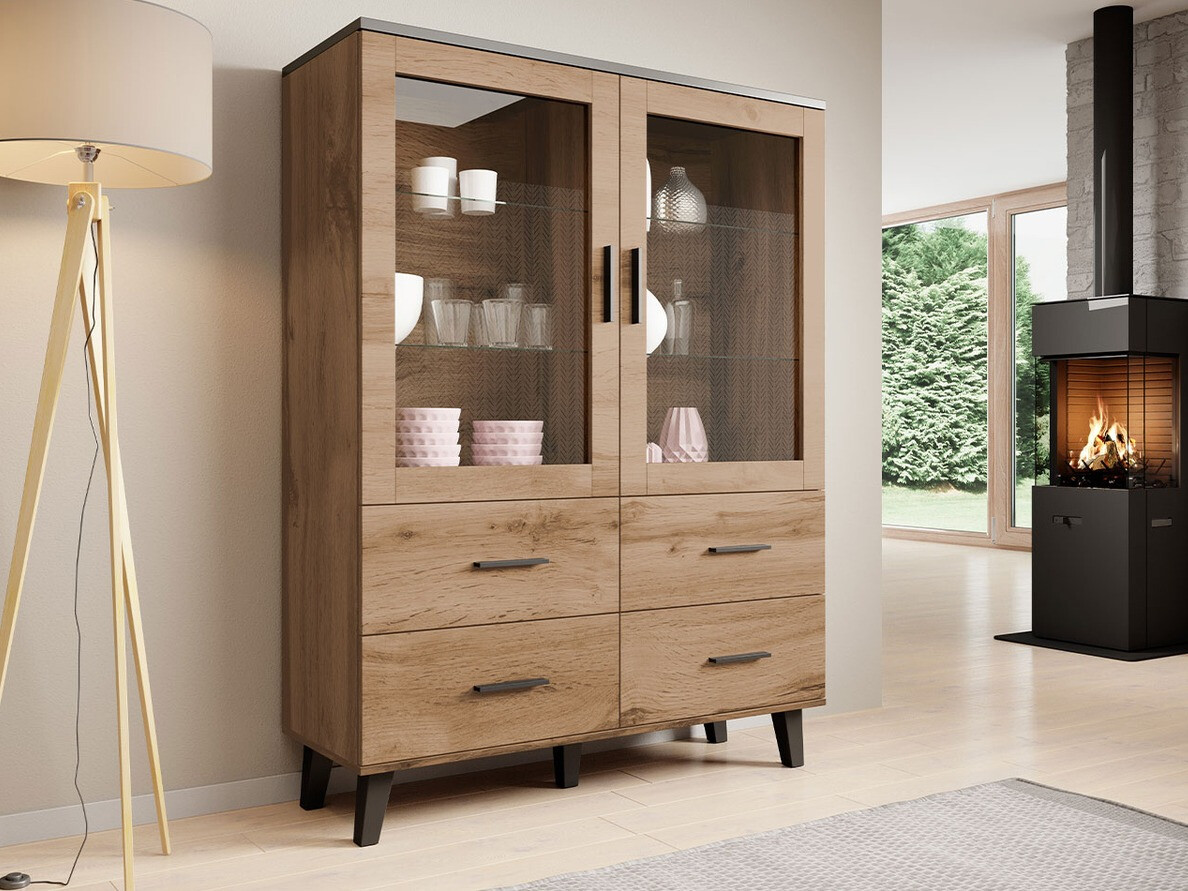 Bookcase Larfloi 110 (Wotan Oak + Black)