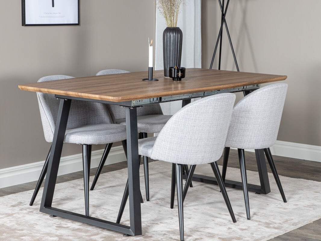 Dining set Dallas 335 (Light grey + Black)