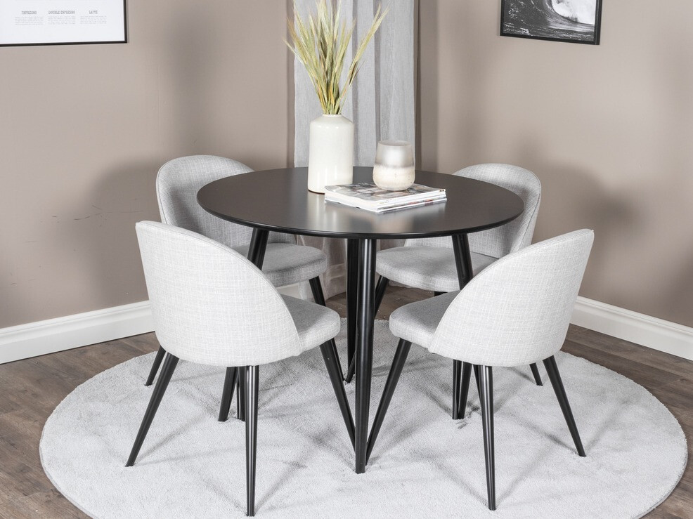 Dining set Dallas 343 (Light grey + Black)