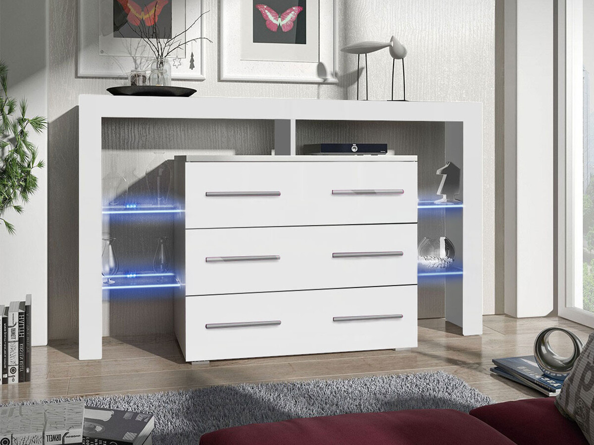 Chest of drawers Aestas I (White + Glossy white)