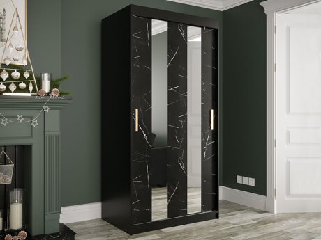 Wardrobe Hartford 240 (Matte black + Black marble)