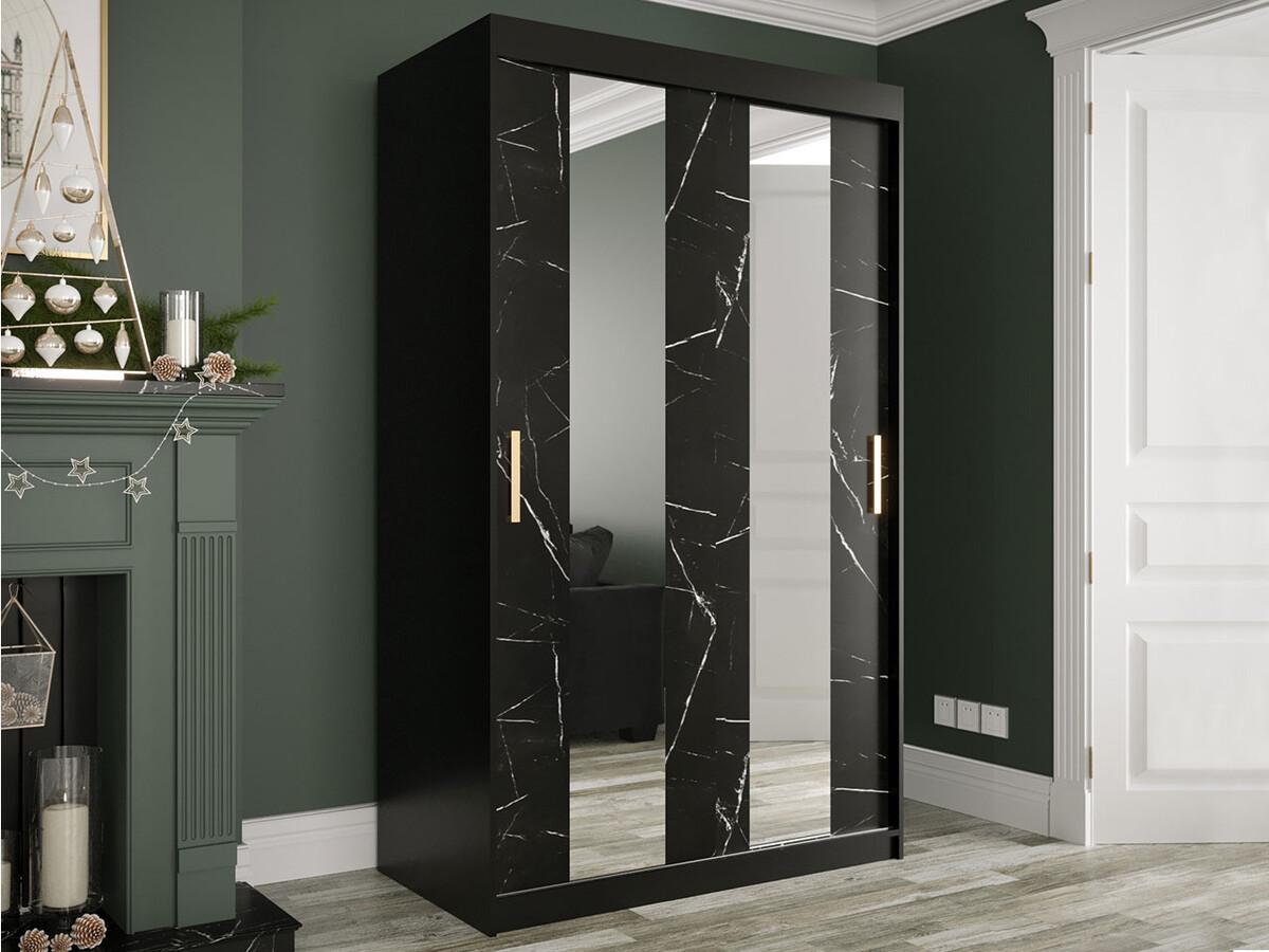 Wardrobe Hartford 241 (Matte black + Black marble)