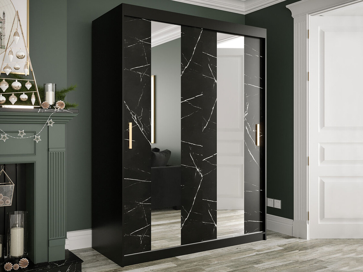 Wardrobe Hartford 242 (Matte black + Black marble)