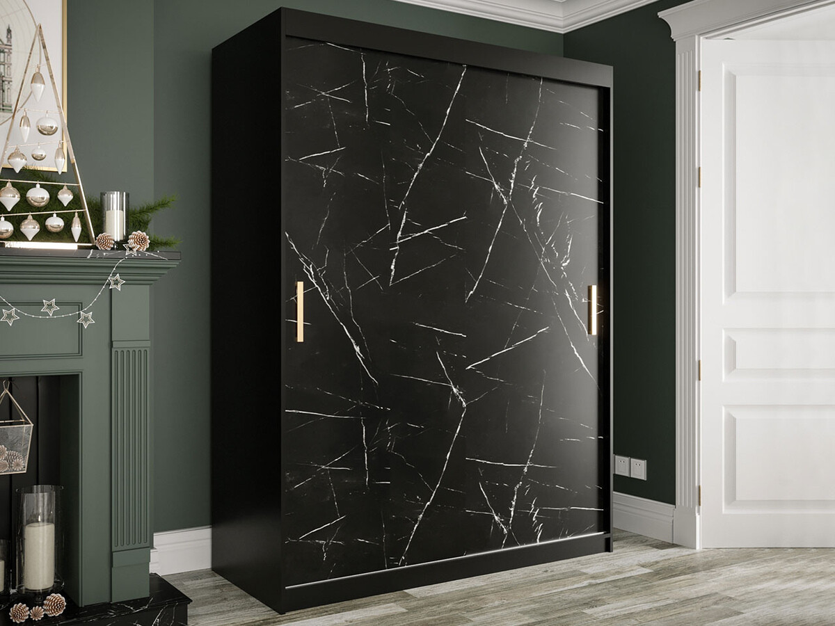 Wardrobe Hartford 248 (Matte black + Black marble)