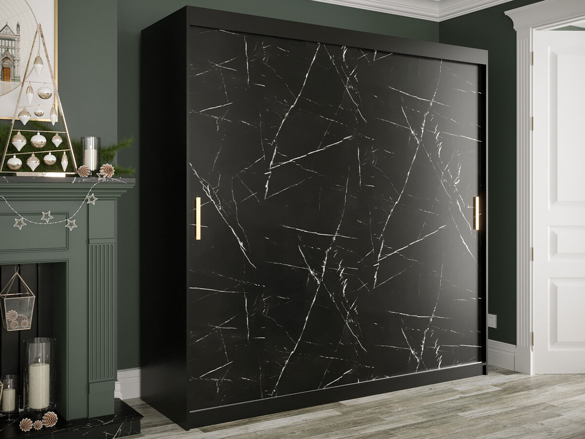 Wardrobe Hartford 250 (Matte black + Black marble)