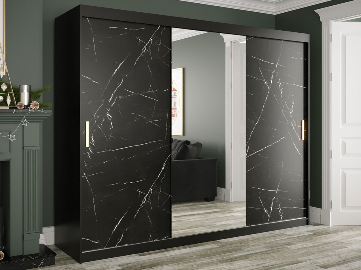 Wardrobe Hartford 257 (Matte black + Black marble)