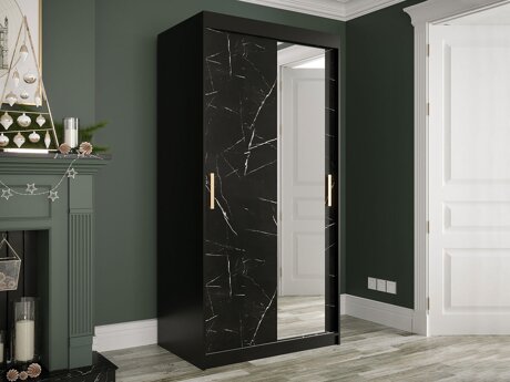 Wardrobe Hartford 258 (Matte black + Black marble)
