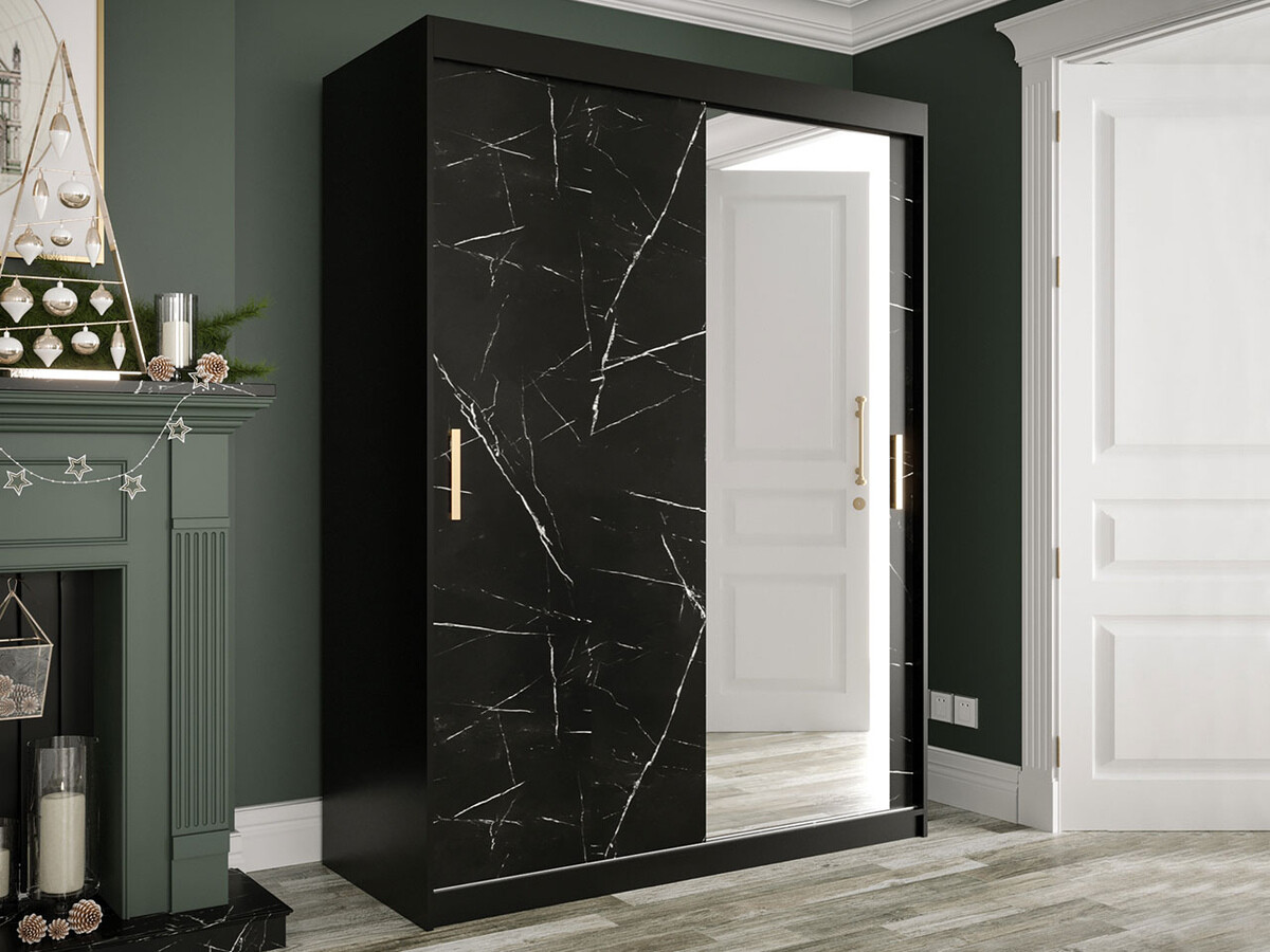 Wardrobe Hartford 260 (Matte black + Black marble)