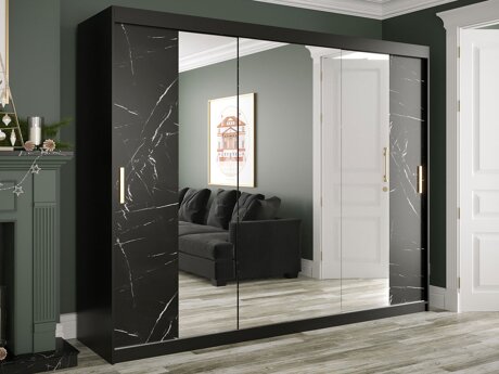 Wardrobe Hartford 263 (Matte black + Black marble)