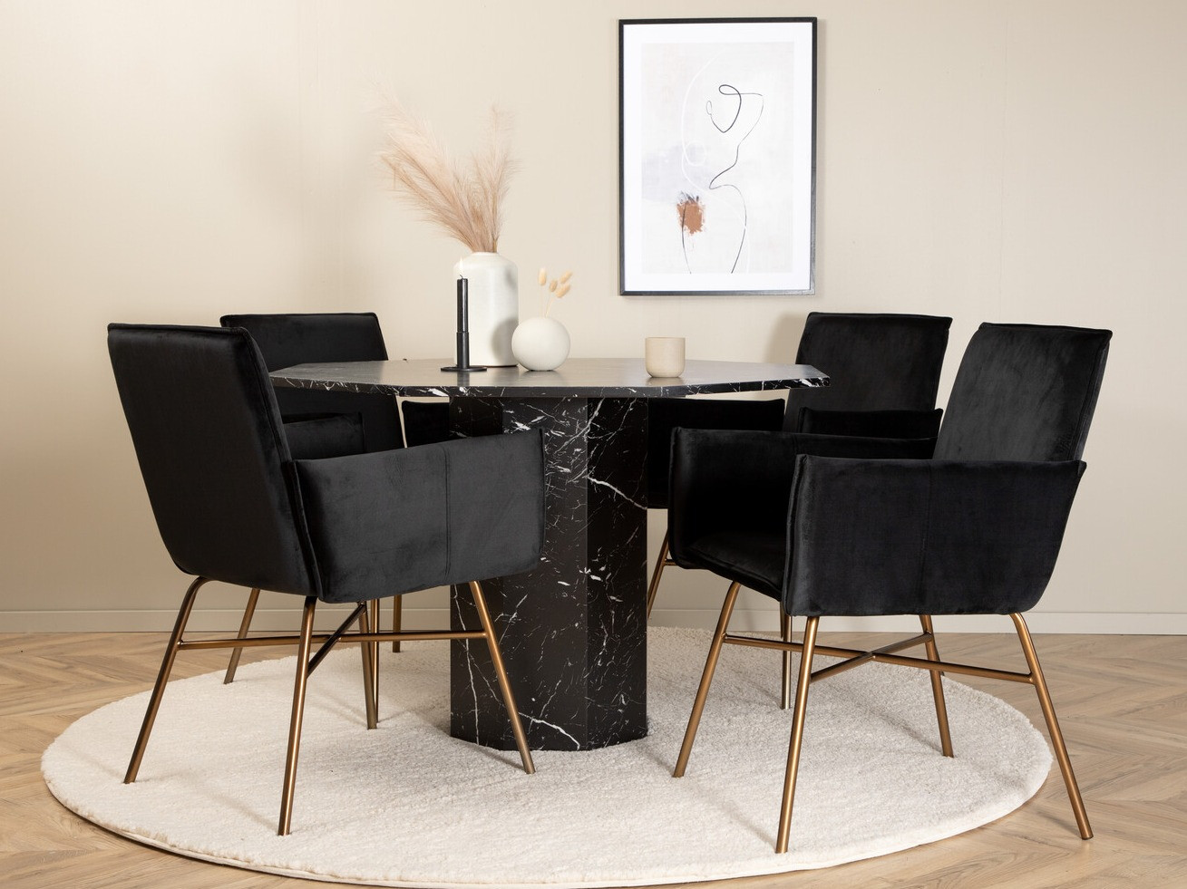 Dining set Dallas 2618 (Black + Brass)
