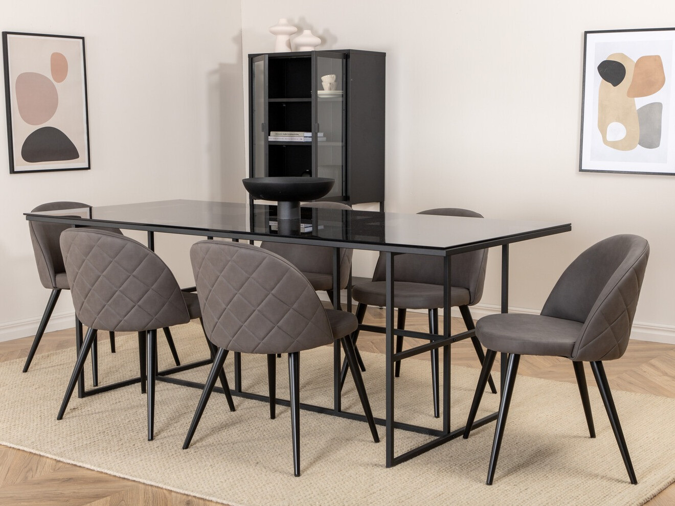 Dining set Dallas 3042 (Dark grey + Black)
