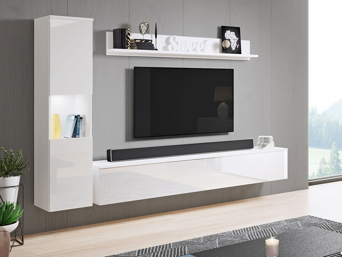Living room set Sarasota 130 (White + Glossy white)