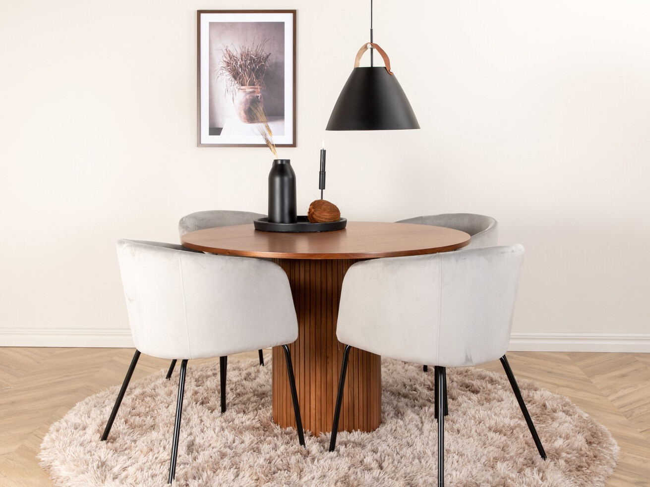 Dining set Dallas 3054 (Light grey + Black)
