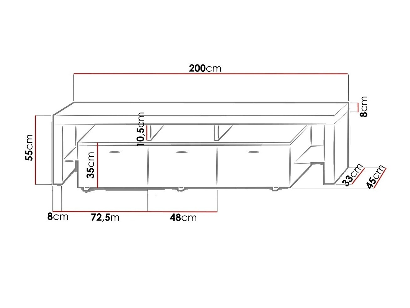 TV stand Arbor (White + Glossy black)