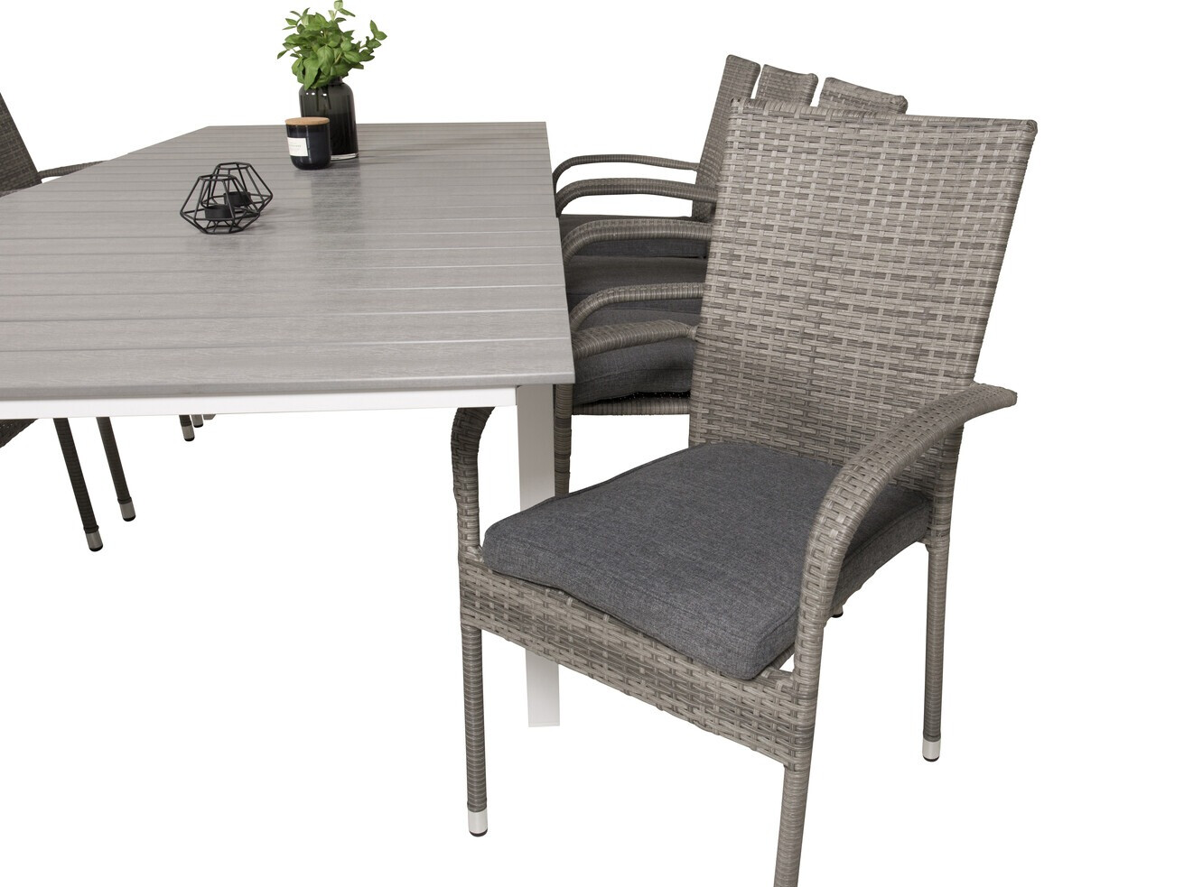 Table and chairs set Dallas 2408 (Grey + Dark grey)