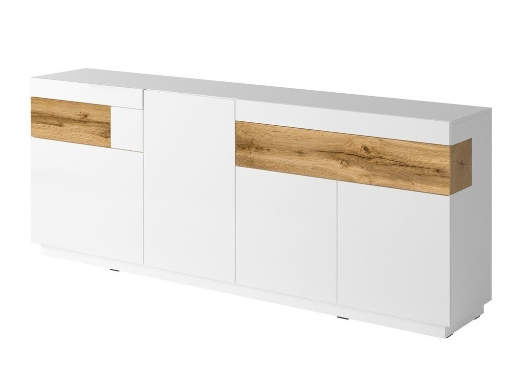 Chest of drawers Livlore 101 (White + Glossy white + Wotan Oak)