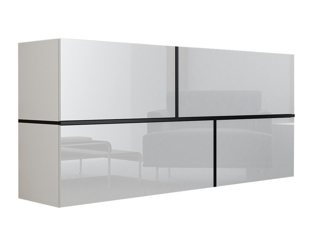Wall cabinet Charlotte 100 (White + Glossy white + Black)