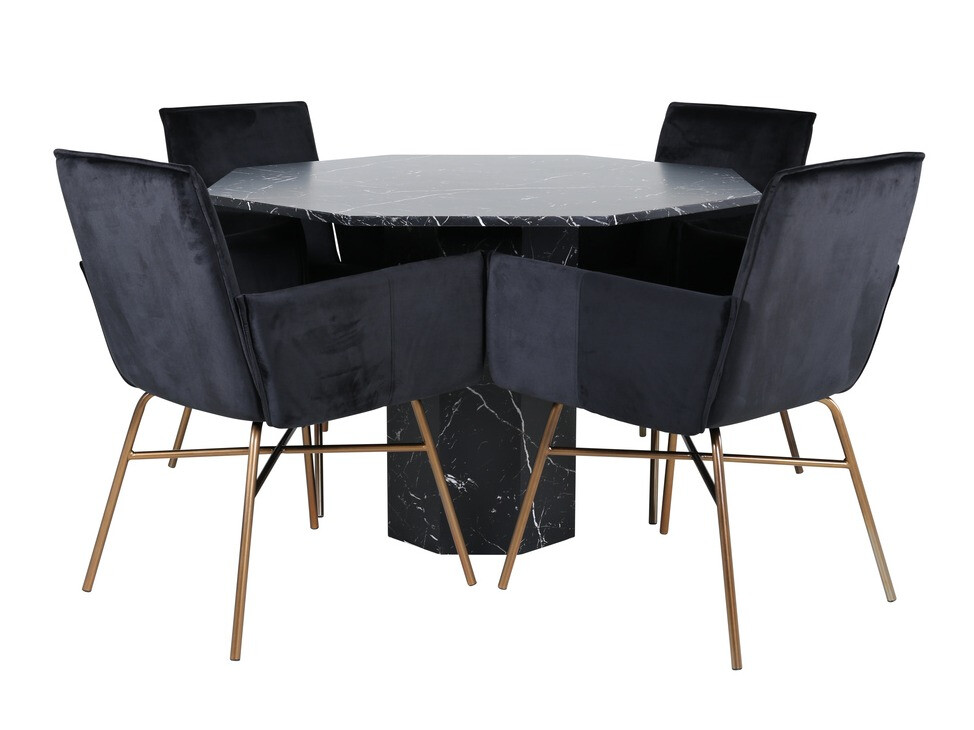 Dining set Dallas 2618 (Black + Brass)