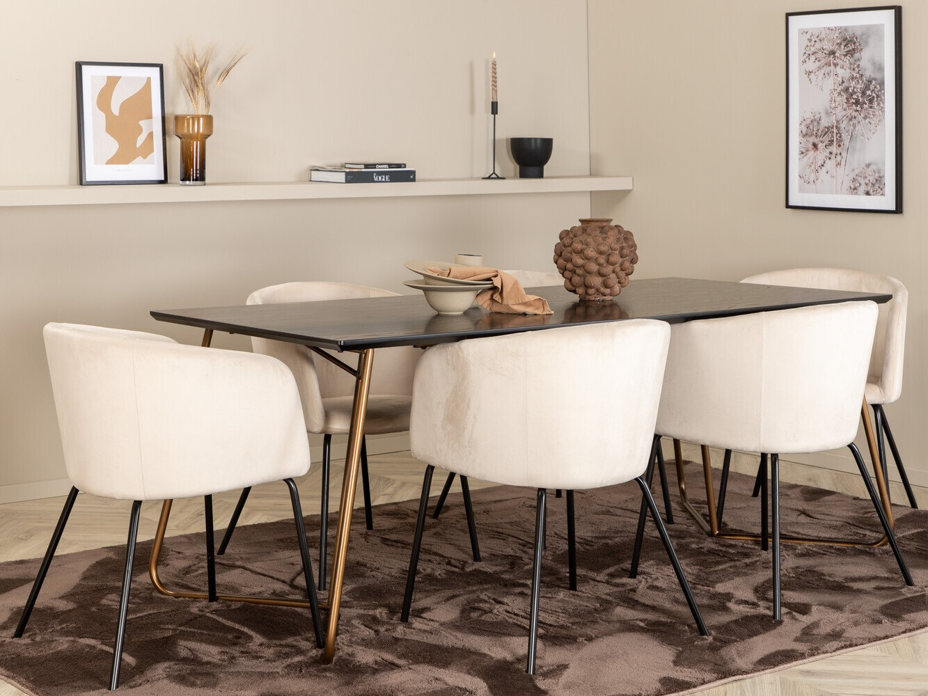 Dining set Dallas 4191 (Cream + Black)