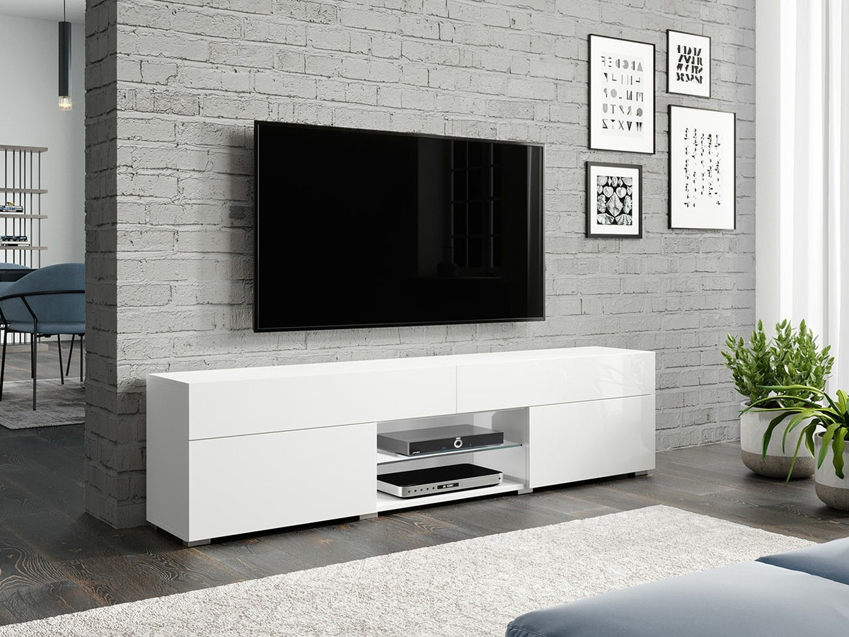 TV stand Sarasota 134 (White + Glossy white)