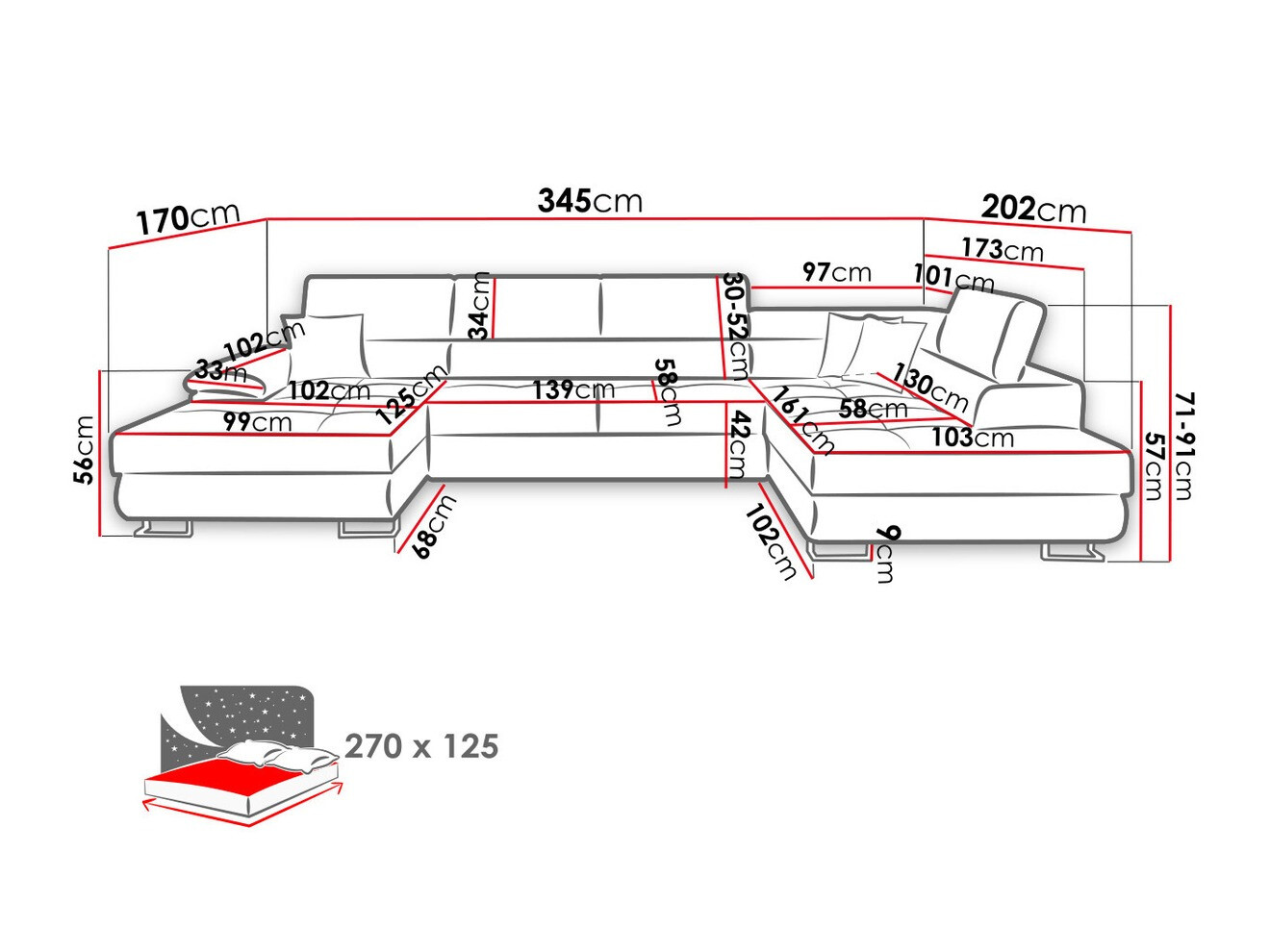 Corner sofa Comfivo Ruta IV (Magic Velvet 2217 + Magic Velvet 2219)