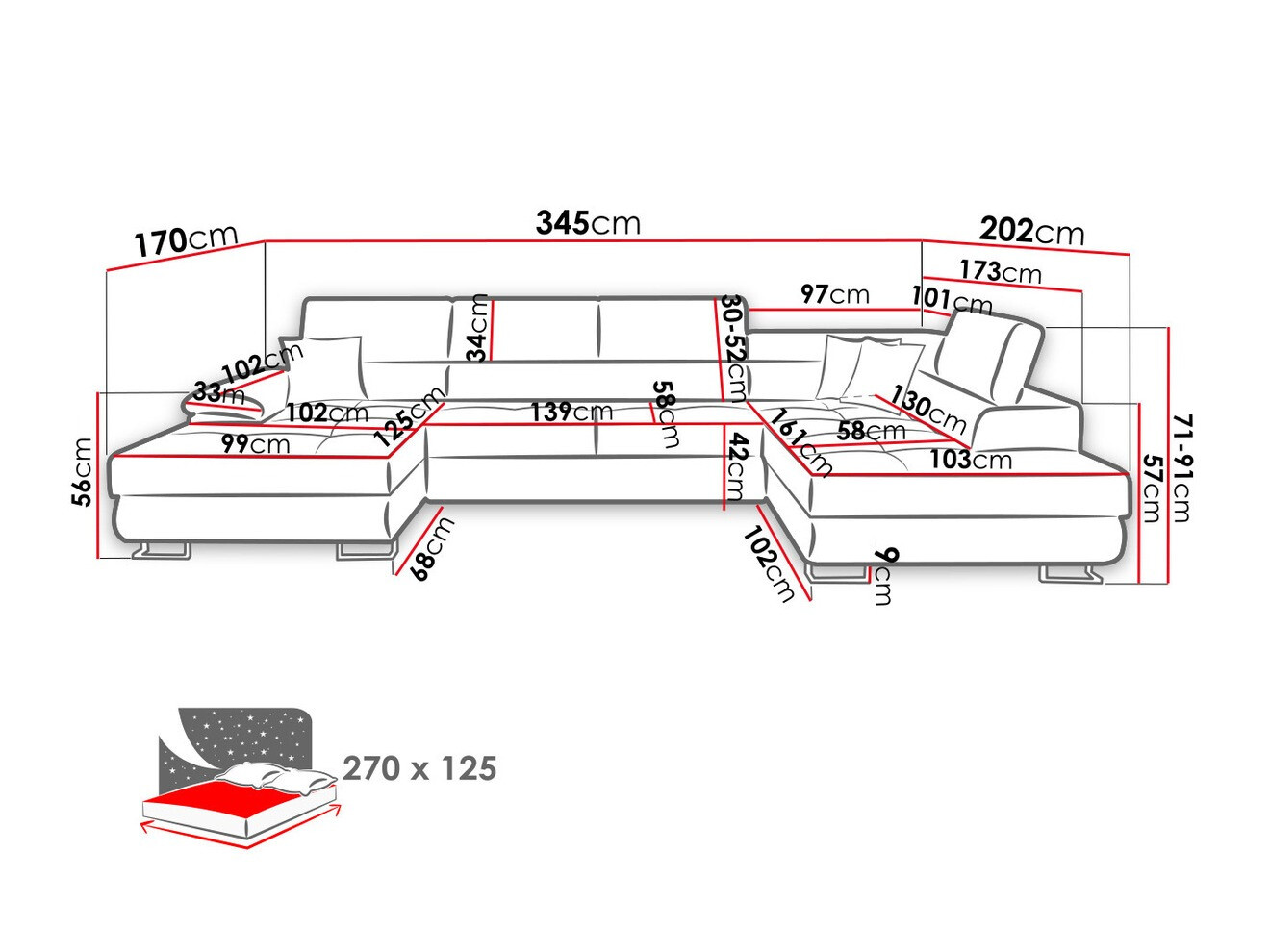 Corner sofa Comfivo Ruta IV (Magic Velvet 2217 + Magic Velvet 2219)