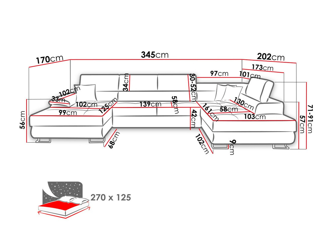 Corner sofa Comfivo Ruta IV (Soft 011 + Lux 06 + Soft 011)