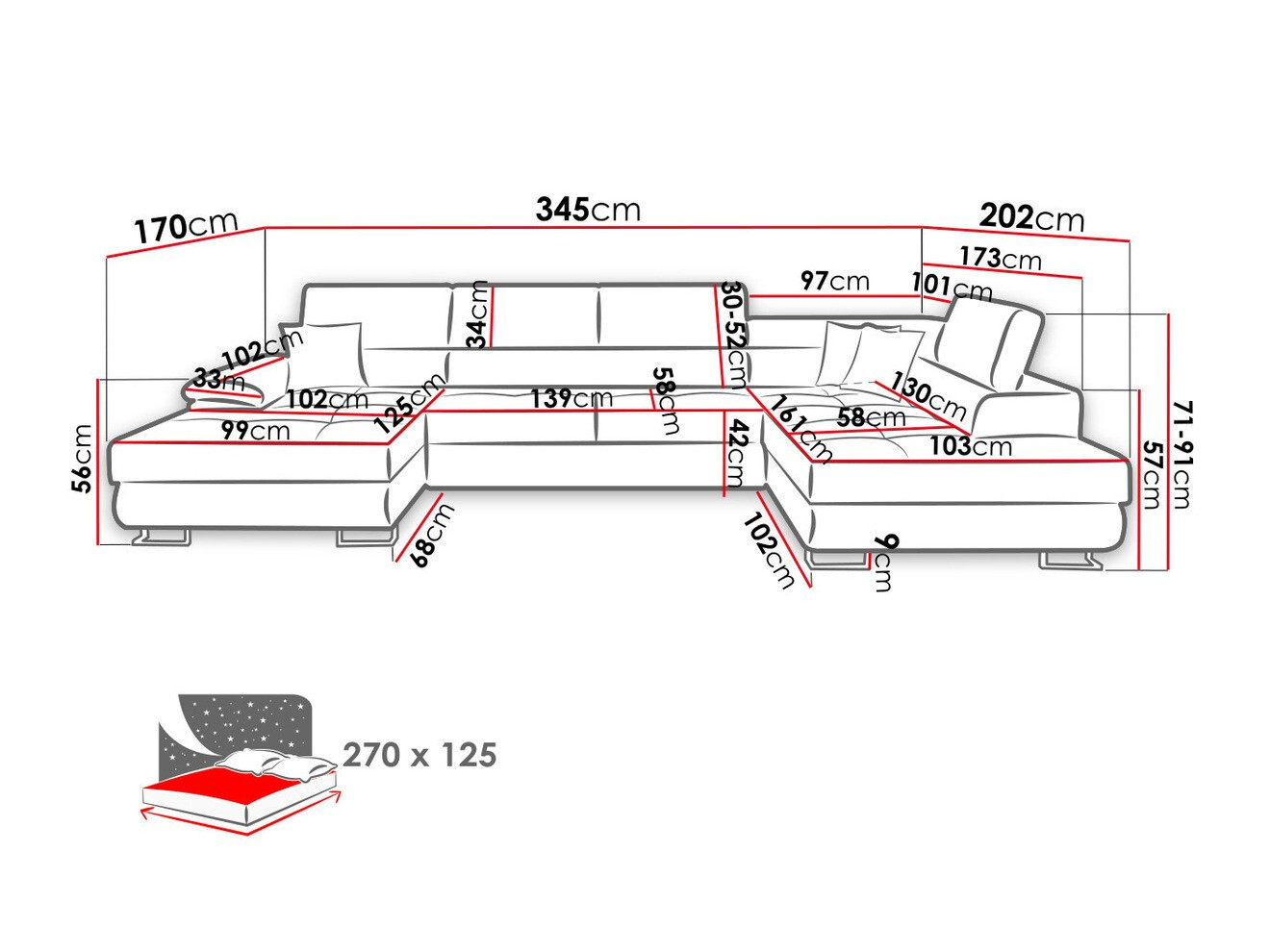 Corner sofa Comfivo Ruta IV (Soft 011 + Lux 06 + Soft 011)