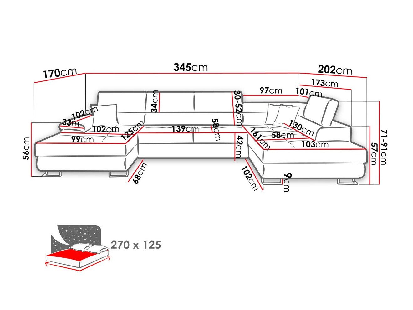 Corner sofa Comfivo Ruta IV (Soft 017 + Lux 06 + Soft 017)