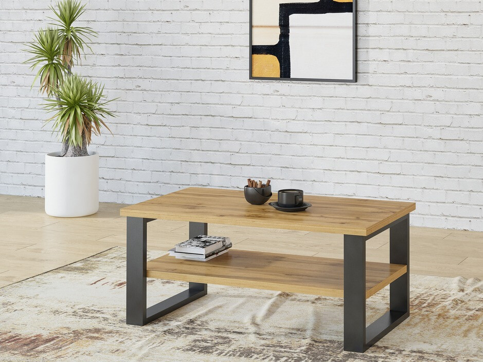 Coffee table Avicavu 110 (Wotan Oak + Black)