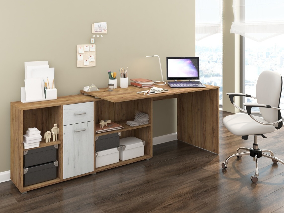 Corner desk Gilroy 113 (Craft oak + Craft white)