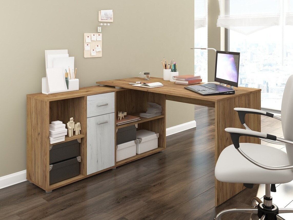 Corner desk Gilroy 113 (Craft oak + Craft white)